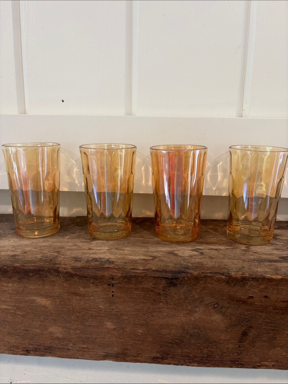 Vintage Jeanette Glass Marigold Honeycomb Glass Tumbler Set — set of 4